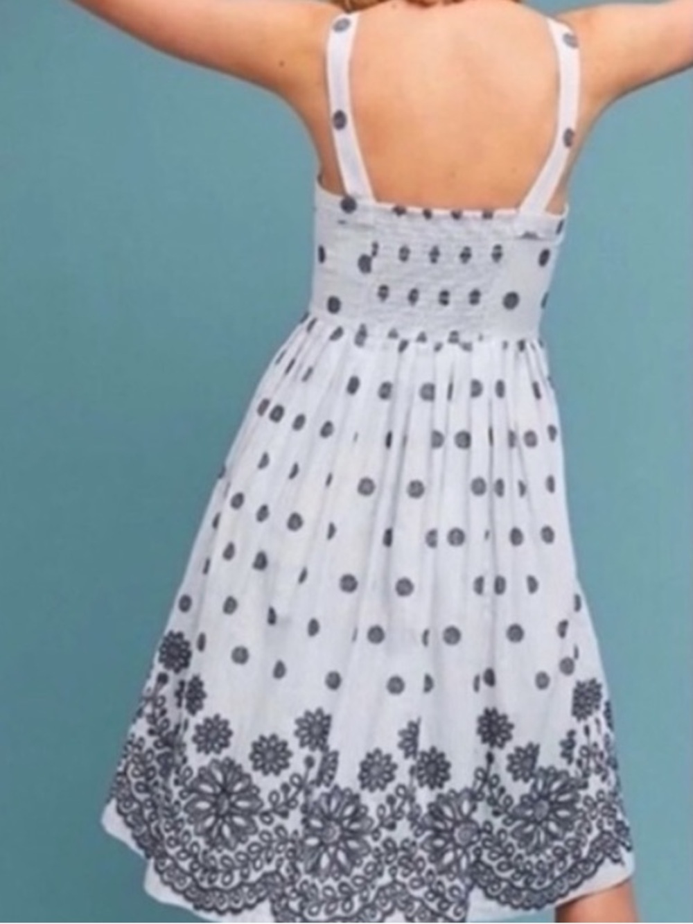 Maeve Savoy Buttondown Dress Blue Stripe Embroidered Midi Anthropologie - Picture 2 of 14